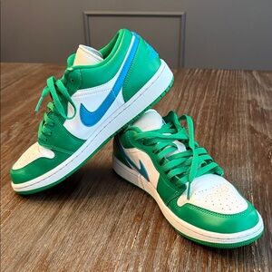 Nike Women's Air Jordan 1 Low in the "Lucky Green Aquatone" size 10.5